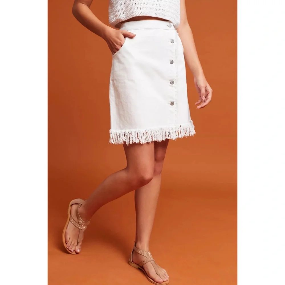 Pilcro and the Letterpress | Denim Fringe Skirt